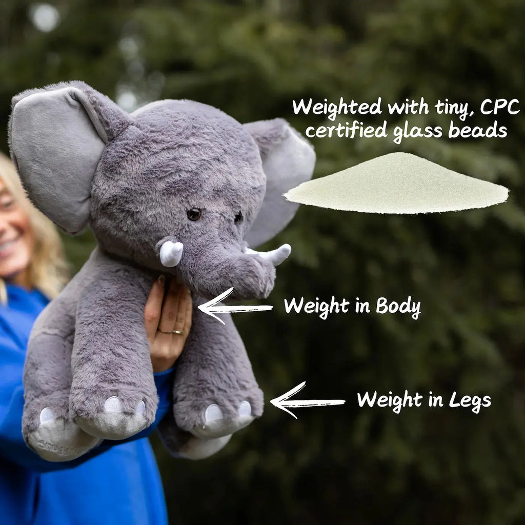 Jumbo Elephant Stuffed Animal | 4.5Lbs Weighted | 16" Tall | Ultra Soft | Elephant Plushie | Weighted Stuffed Animal