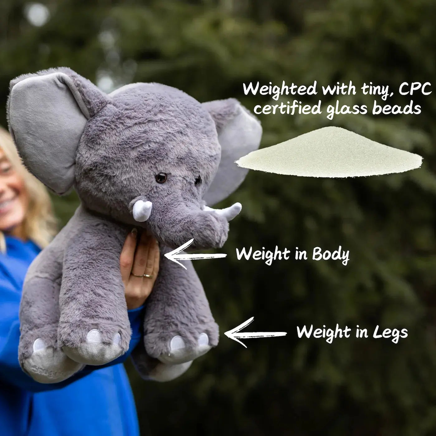 Jumbo Elephant Stuffed Animal | 4.5Lbs Weighted | 16" Tall | Ultra Soft | Elephant Plushie | Weighted Stuffed Animal